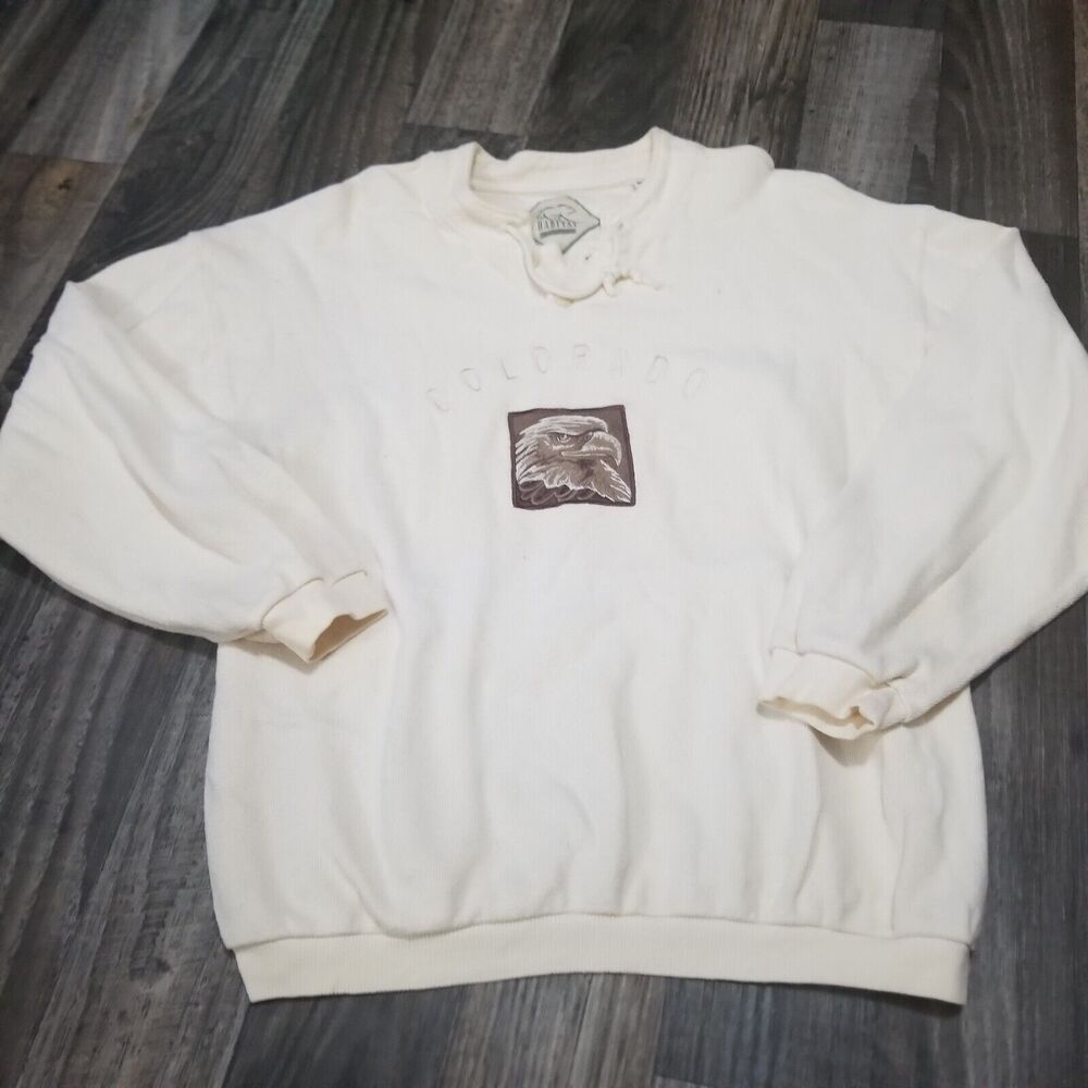 Vintage Habitat Wilderness Mens XL Cotton Long Sleeve Embroidered Eagle Colorado